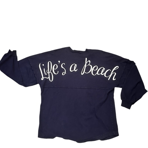 Spirit Activewear “Life’s a Beach” Oversized Sweatshirt Navy Blue 100% Cotton S - Picture 8 of 11